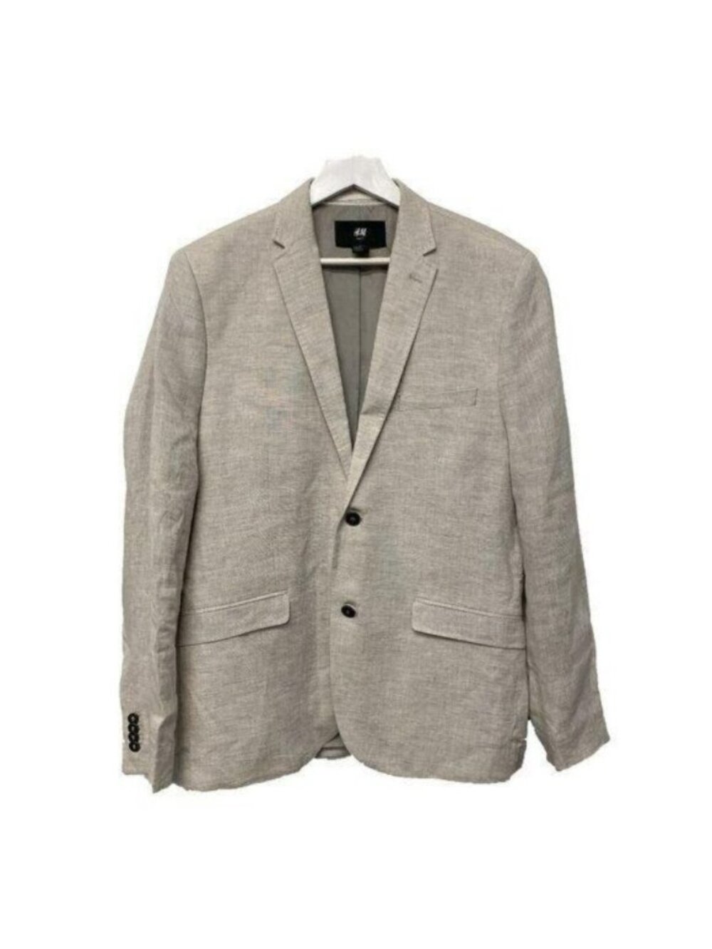 H&M Slim Fit Light Beige Linen Blazer Jacket